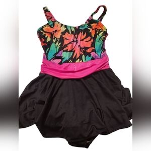 VTG 90s Basic Editions Floral Swimsuit 12 Pool Vacation Beach Retro Swim Travel‎